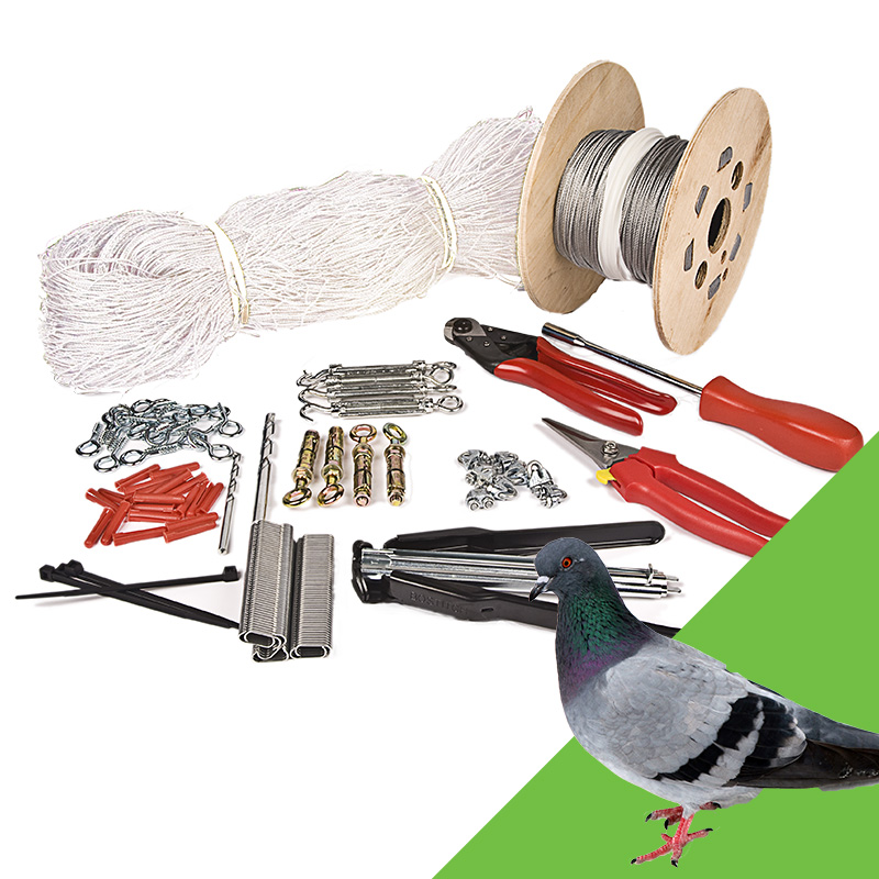 50mm Pigeon Netting Kit Complete For Masonry 10m x 10m